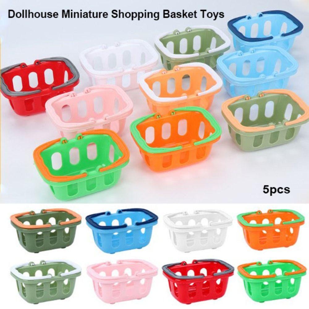 5pcs Mini Dollhouse Miniature Shopping Basket Plastic Kids Supermarket Tool  Doll House