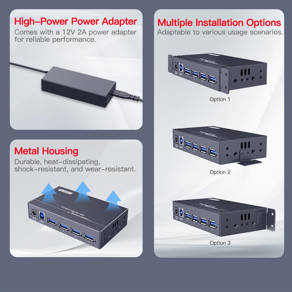 Sipolar A-4u30 4-портовый USB-хаб для SSD-накопителей и жестких дисков, USB 3.0 хаб для передачи данных