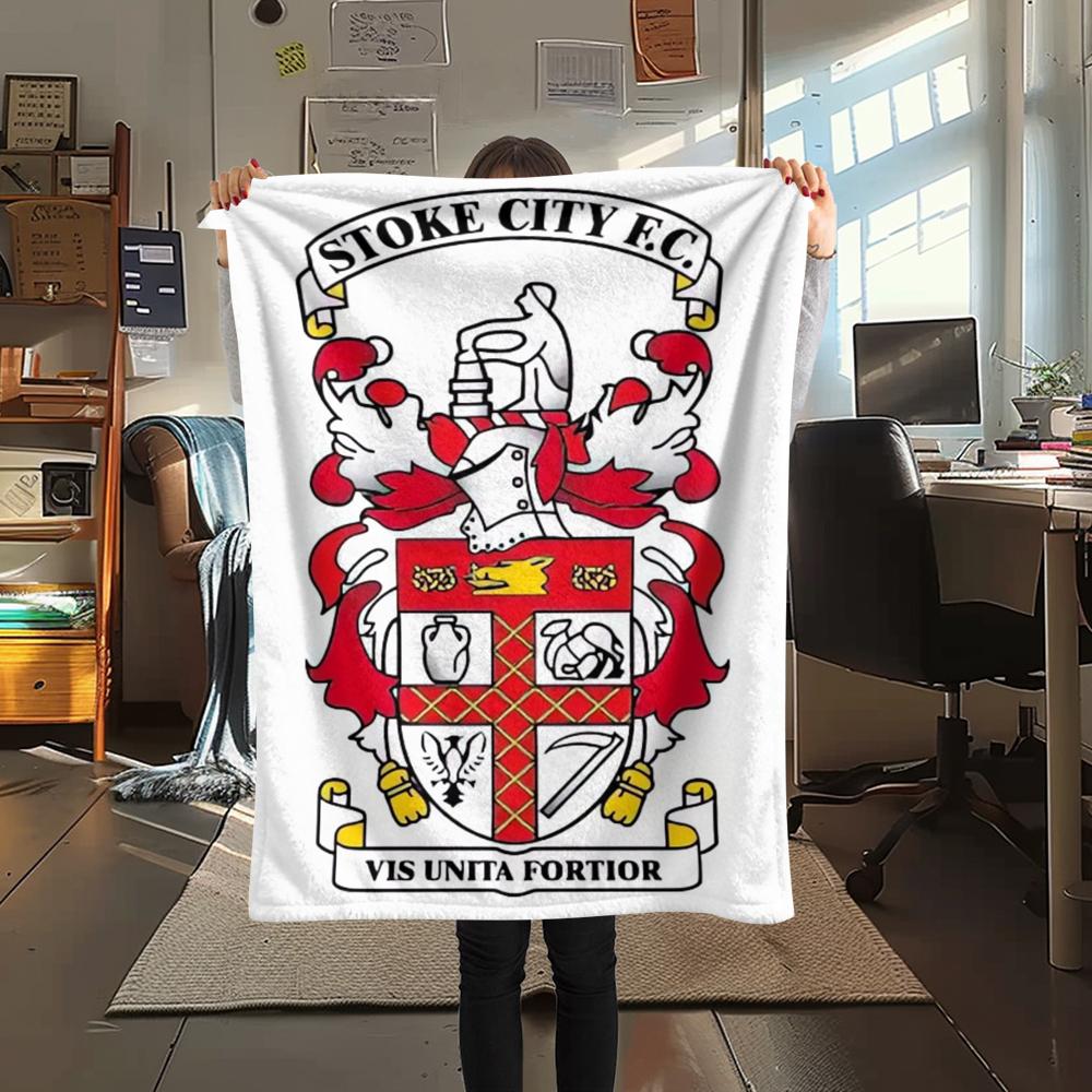 1PC Stoke City FC Print Flannel Blanket, High quality Comfortable for All Seasons, Home Decor, Warmth and Comfort, Perfect for Christmas Gifts182