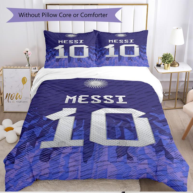 3pcs Duvet Cover Set (1*Duvet Cover + 2*Pillowcase, Without Core), football player Print Soft All‑Season Bedding Set, Home Bedroom Decor Gift