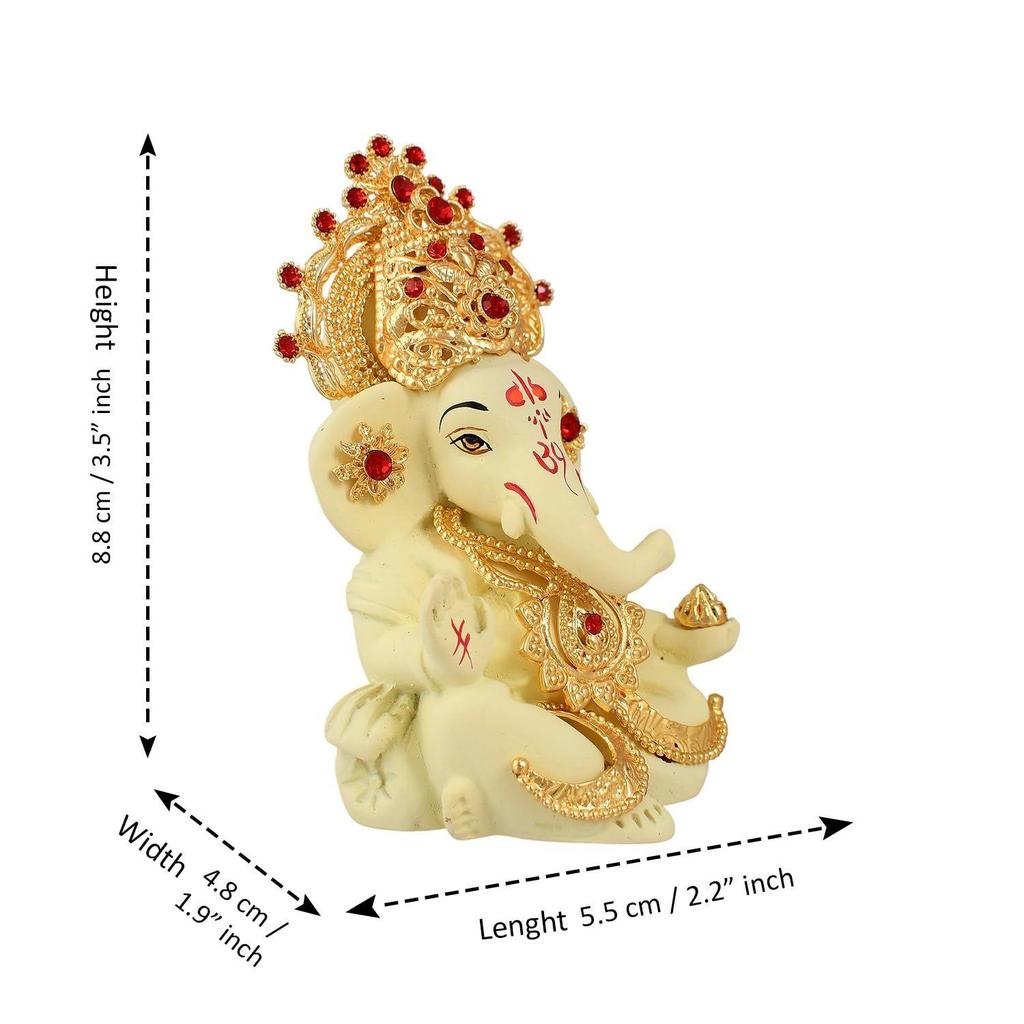 Ganesh Idol Murti Statue for Car Dashboard Gift Ceramic Terracotta Gold Plated Ganesha Ganpati Idols Showpiece Figurine