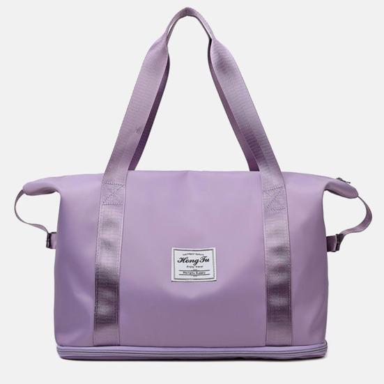 20-35L Women Travel Bag Large Capacity Zipper Closure Retractable Bottom Firm Stitching Great Load Bearing Foldable Duffel Bag Shoulder Overnight Bag