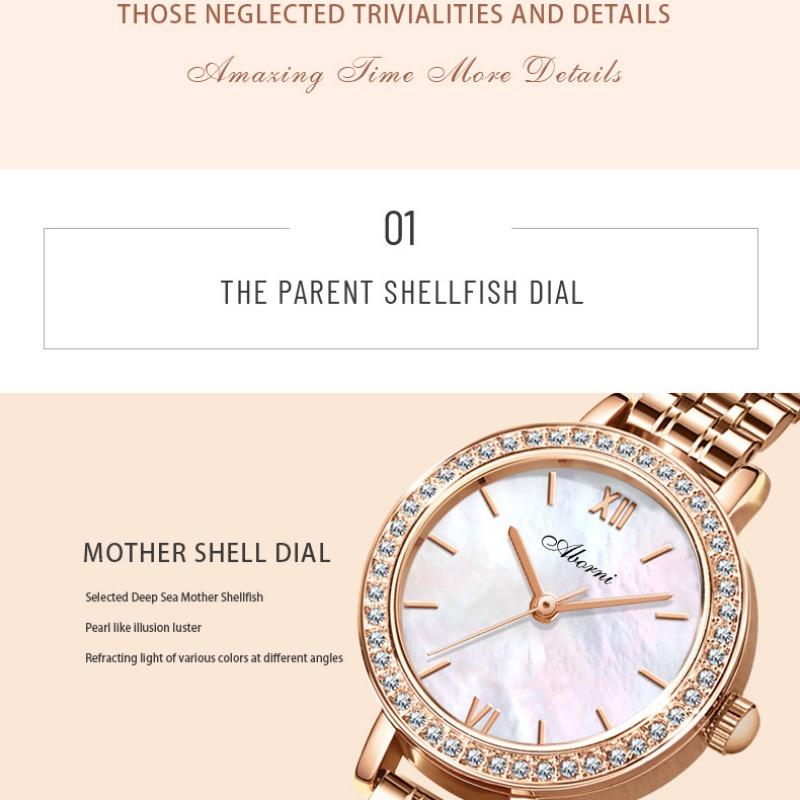 ABORNI женские часы нишевые легкие роскошные кварцевые часы водонепроницаемые маленькие золотисто-зеленые часы с инкрустацией бриллиантами