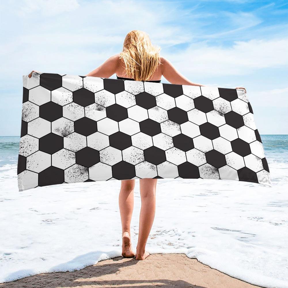 Portable Football Print Beach Towel Soft Shower Towel Creative Quick-Dry Beach Scarf Beach