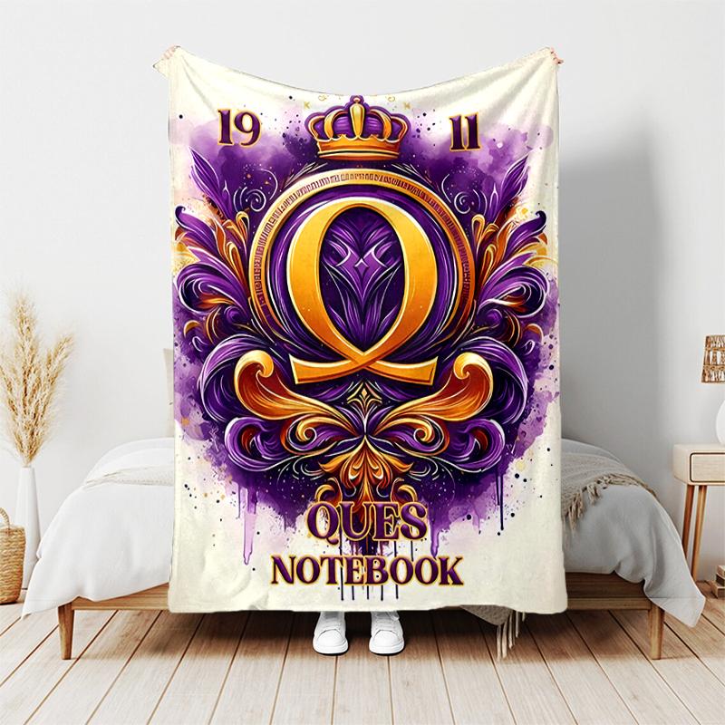1pc Blanket Omega Psi Phi Print Design, Lightweight Blanket for Sofa, Bed- Soft &Warm, Gift for All Seasons like Christmas, Halloween