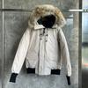 Men Women Winter Puffer Jacket Pilot Style Hooded Parka With Badge 85% White Duck Down 650 Fill Power