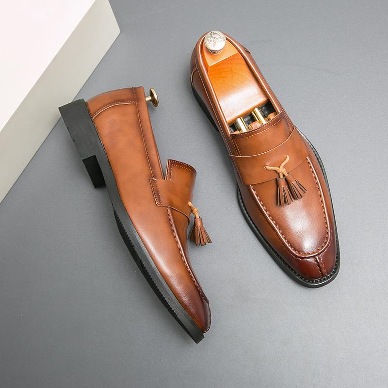 Роскошные брендовые туфли для банкета высокого класса для мужчин. Мягкая подошва. Удобные мокасины с кисточками. Коричневые мужские рабочие туфли для поездок на работу.