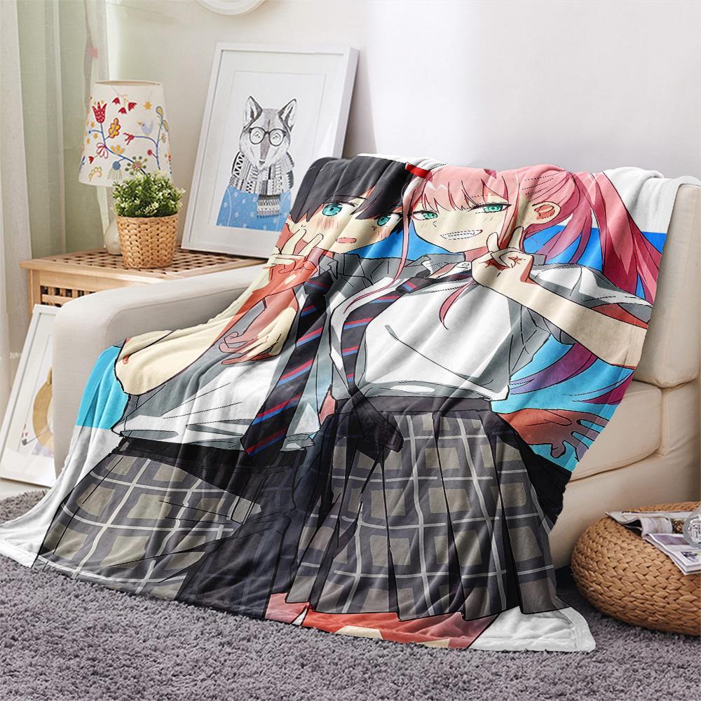 1PC Franxx Patterned Flannel Blanket Suitable For All Seasons For Home Decor Warmth And Comfort Gifts Holiday Present