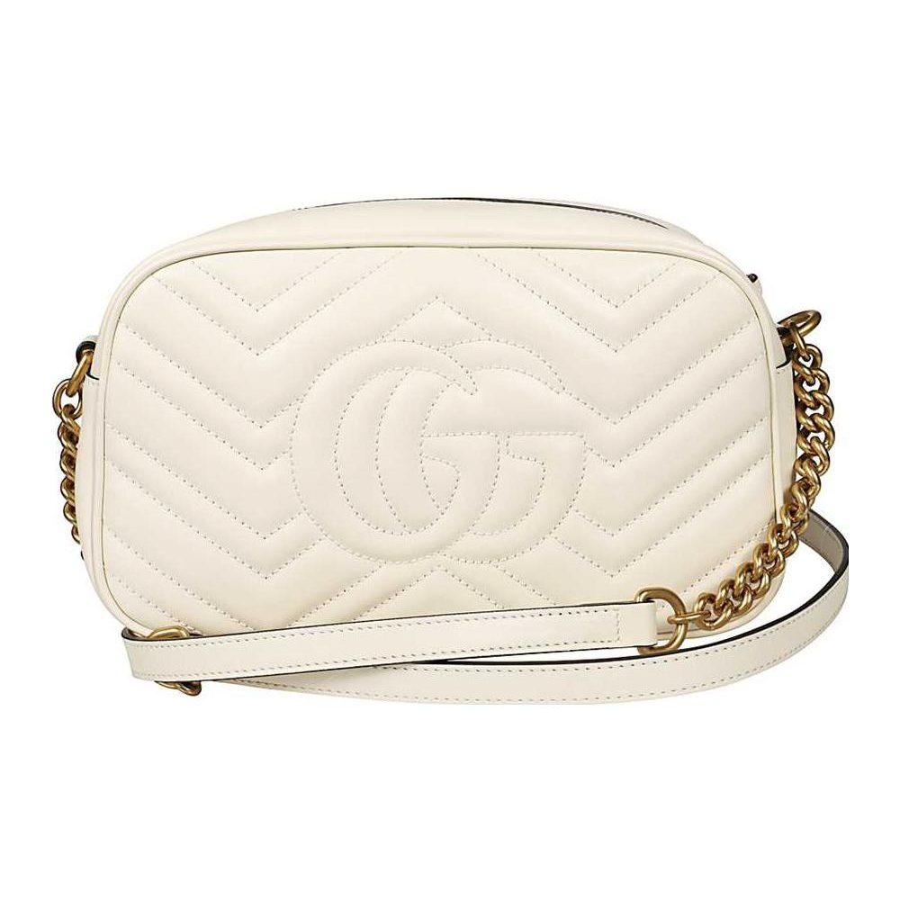 GUCCI GG Marmont Quilted Leather Camera Bag, Crossbody Bag, Shoulder Bag Regular Women's White 447632-DTD1T-9022