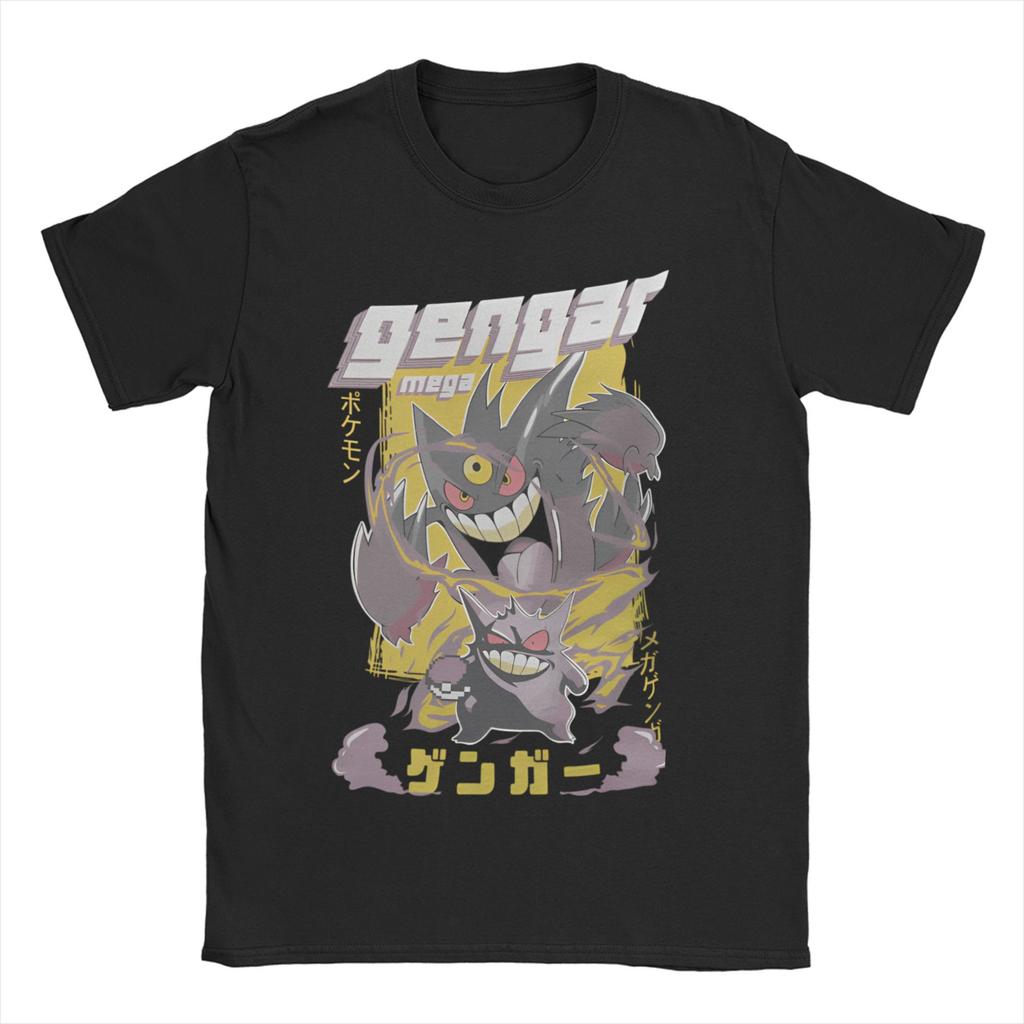 Pokemon Gengar Kawaii T-Shirts Men Women Round Neck 100% Cotton T Shirt Japanese Anime Pikachu Short Sleeve Tee Shirt Clothes