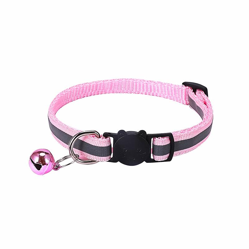 Reflective Cat Collar with Cartoon Cat Head & Colorful Bell