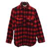 70s Vintage Wool Blend Check Pattern Long Sleeve Shirt S Reddish Men's Used