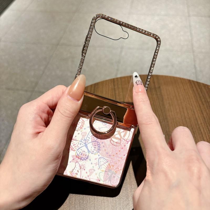 Galaxy Z Flip 8 / 7 Case Full Coverage Protective Cover With Hinge Protection Sparkle Butterfly Design PC Material