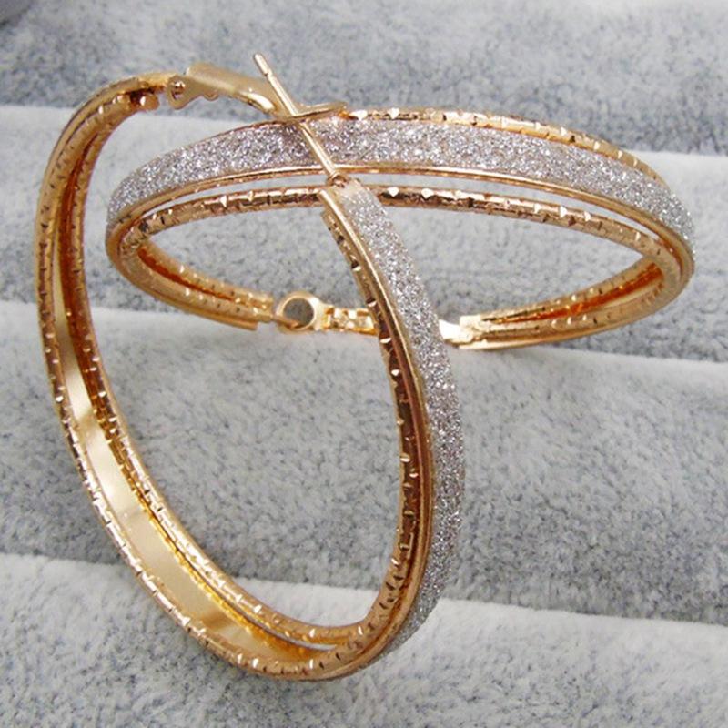 Classic Round Big Hoop Earring 1 Pair Round Loop Circle Gold and Silver Color Hoop Earring Large Size Punk Earrings for Women