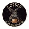 1 Piece 8x8 Inch Round Aluminum Logo Coffee Because Murder Is Wrong Fun Bunny Vintage Round Metal Logo Fun Bar Coffee Logo