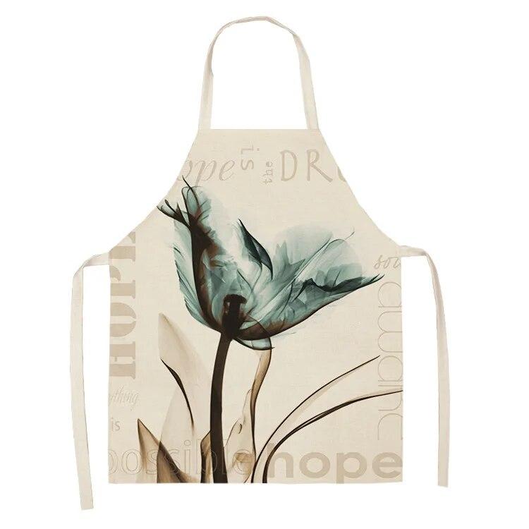 Home Decor Kitchen Dining Room Cooking Bib Aprons Linen Floral Pattern Women's Aprons