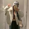 Real shot American retro fur collar hooded cotton clothes women's winter design sense thickened warm pie overcome cotton coat