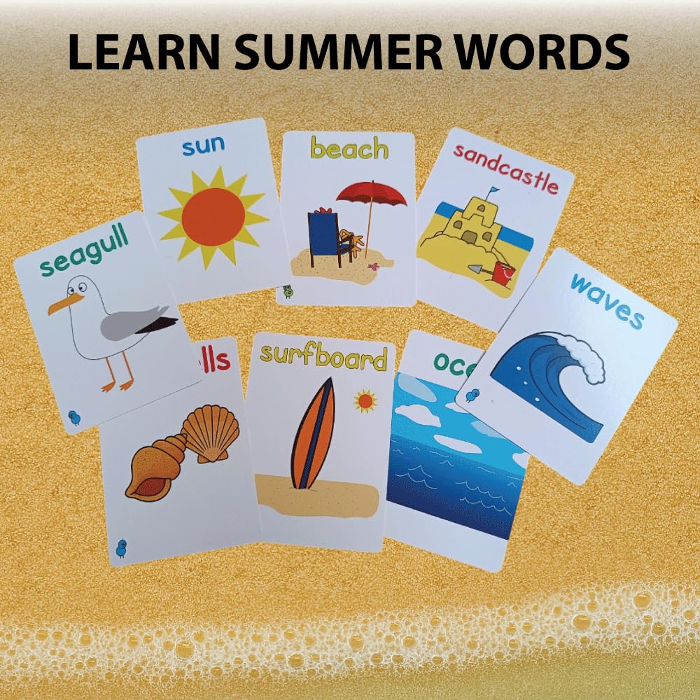 Catch the Chicken Summer Splash English Card Game English Word Game for Kids Summer Verb and Question Cards Ages 6 and Up – Noun,