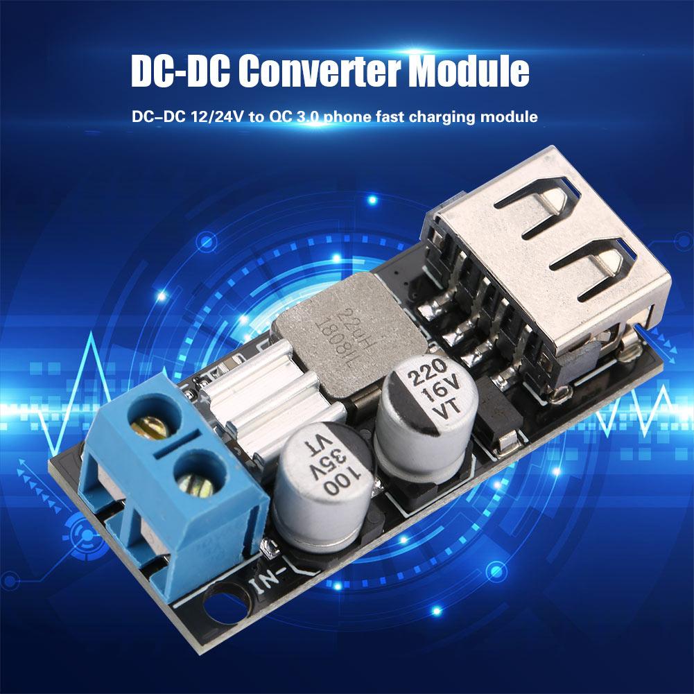 Понижающий модуль питания DC-DC, 12В 24В 6В 32В до 5В, быстрая зарядка USB QC3.0