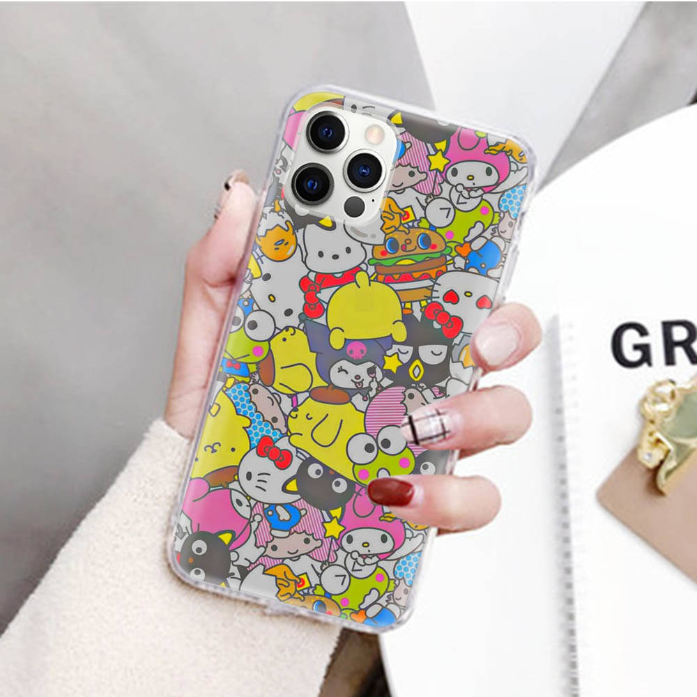 Прозрачный чехол JZ10 Sanrio Characters для Samsung A04 A14 A23 M33 M53 Realme 10 9 C35 C55 VIVO Y02 X80 Infinix Hot 30 Note 11 Tecno Spark 8P Pro