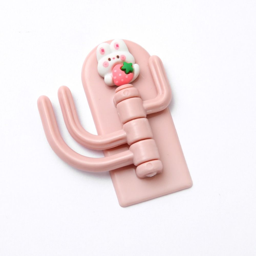 Новый простой пластиковый мультяшный милый держатель с 3 крючками без гвоздей, настенная полка для украшения общежития