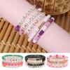 Style Handmade Bracelet Colorful Braided Letter Transparent Beads Elastic Bangle Jewelry Gift