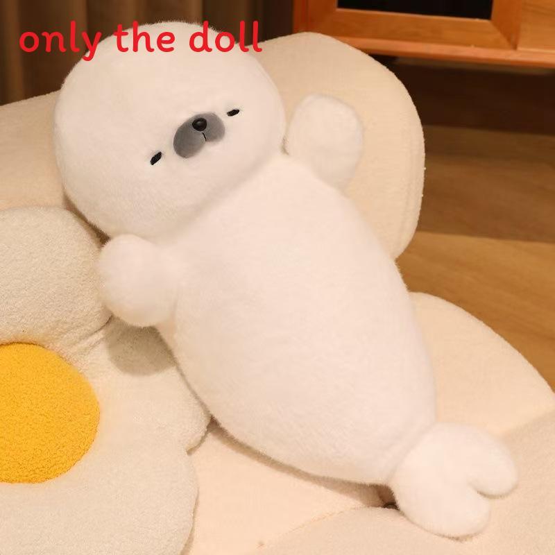 Cute Animal Plush Seal Cushion With Hat And Fish Design For Kids Sleep And Play