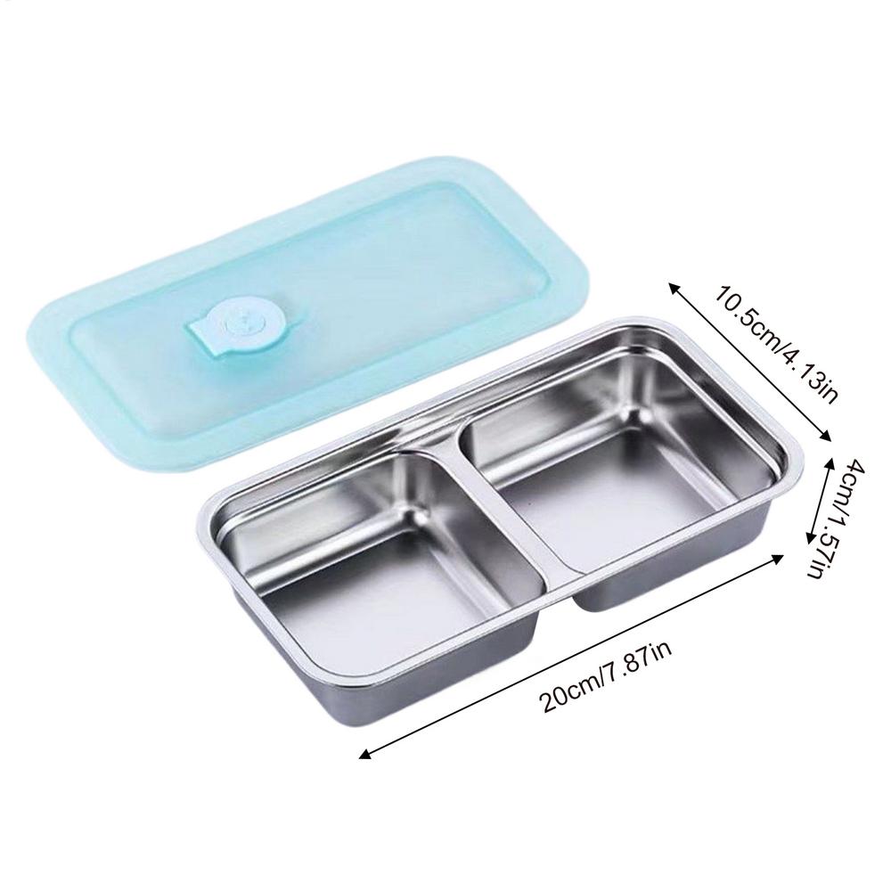 304 Stainless Steel Lunch Snack Box 2 Compartment Portable Grids Bento Fruit Food Storage Containers for Camping School