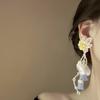 Серебряная игла шифон стекло рисовая бусина ландыш бахрома серьги серьги в стиле лесной феи серьги в стиле приморского отпуска