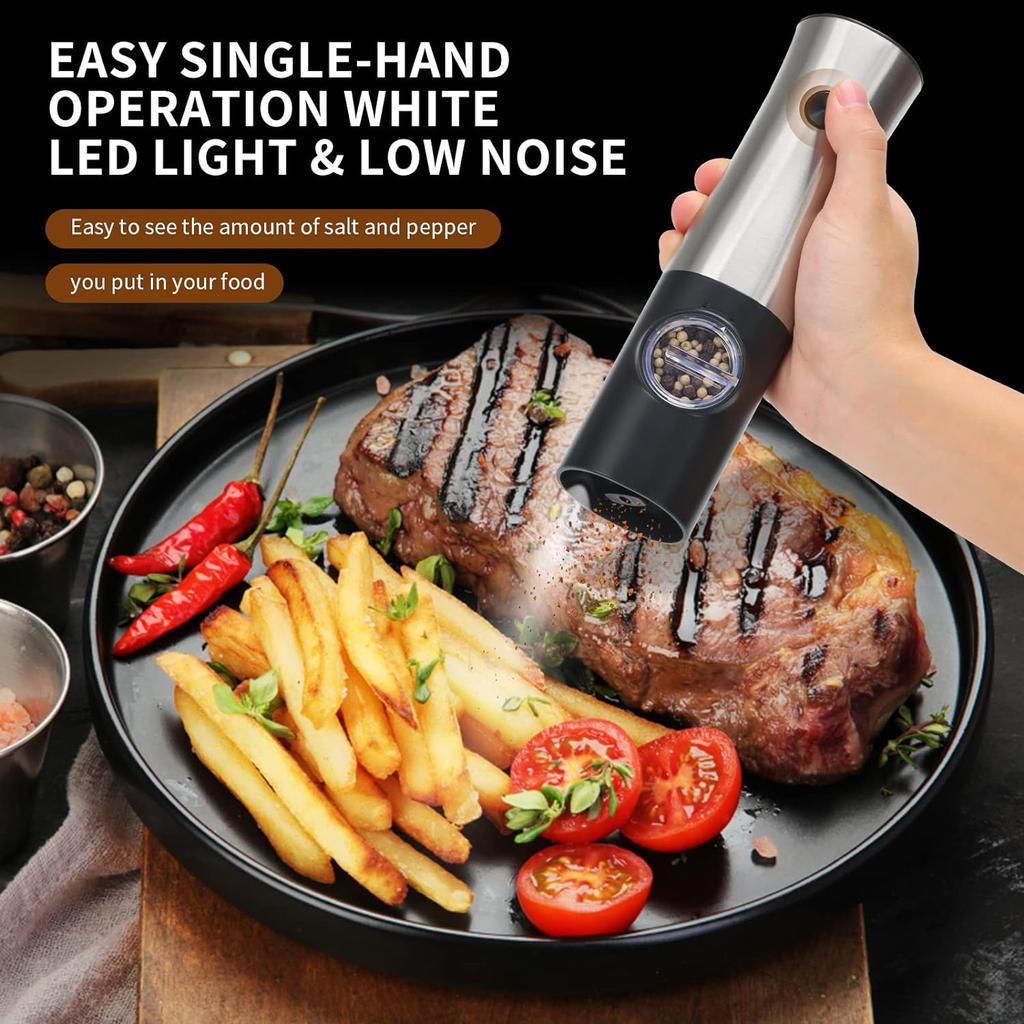Мельница для измельчения специй со светодиодной подсветкой, электрическая мельница для соли и перца с батарейным питанием, шейкер