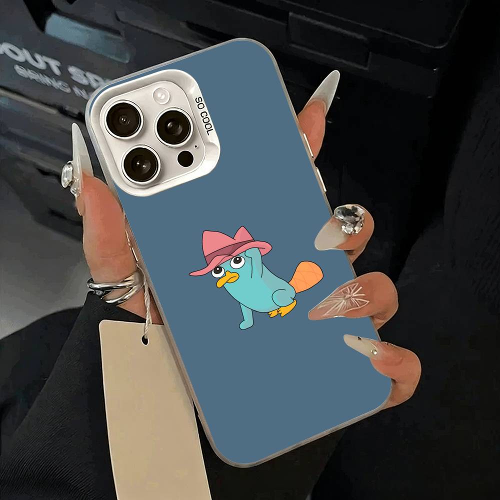 Чехол для телефона P-Perry The P-Platypus для iPhone 17,16,15,14,13,12,11 Plus,Pro Max,XS,белый серебристый чехол для телефона