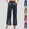 Женские блестящие брюки, широкие брюки с высокой талией, прямые свободные повседневные брюки, брюки для бега, танцев, сцены, ночного клуба