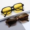 Fashion Black Yellow Square Style Vintage Sunglasses Woman Retro Rivet Small Frame Male Sun Glasses Brand Designer