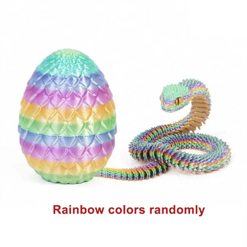 Креативное яйцо змеи, напечатанное на 3D-принтере, декомпрессионная форма змеи, подвижная, вращающаяся, шарнирная настольная фигурка, реалистичные животные, детская игрушка