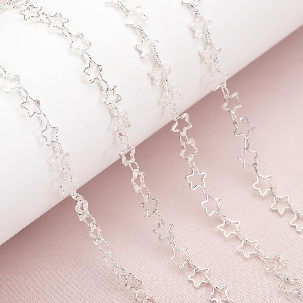 1Meter 3.2mm Necklace Heart Star Chain Gold Color Copper Link Chains Bracelet for Jewelry Making DIY Handmade Craft Wholesale