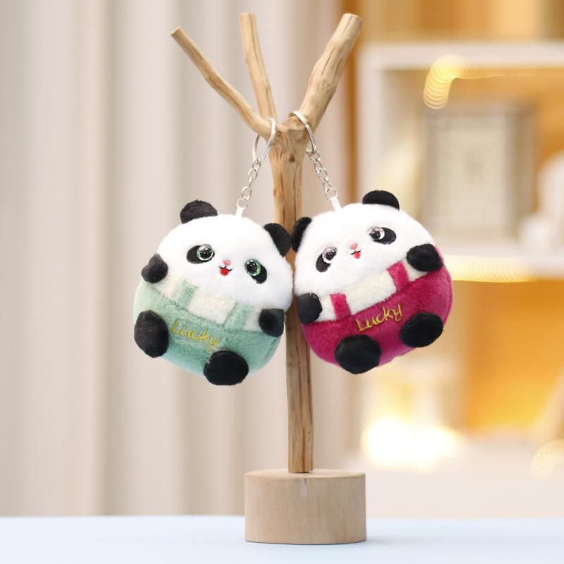 Panda Keychain Fat Cute Cartoon Girl Backpack Decoration Hanging Plush Doll Gift