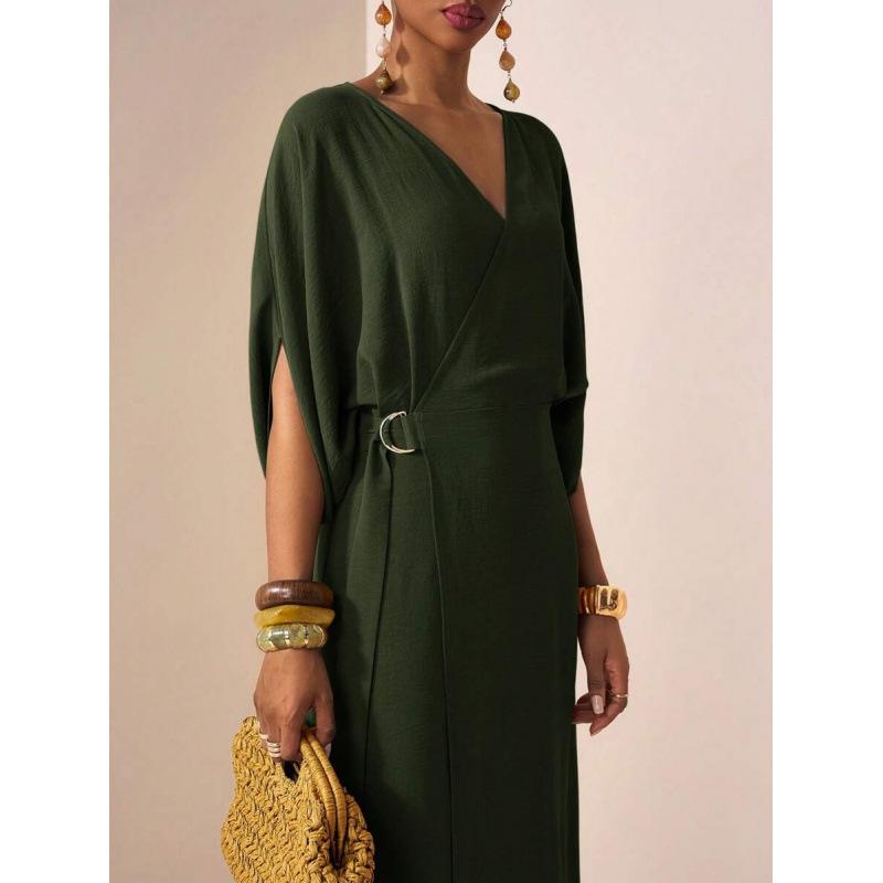 Europe, America 2026 summer new retro casual loose simple waist strap thin dress