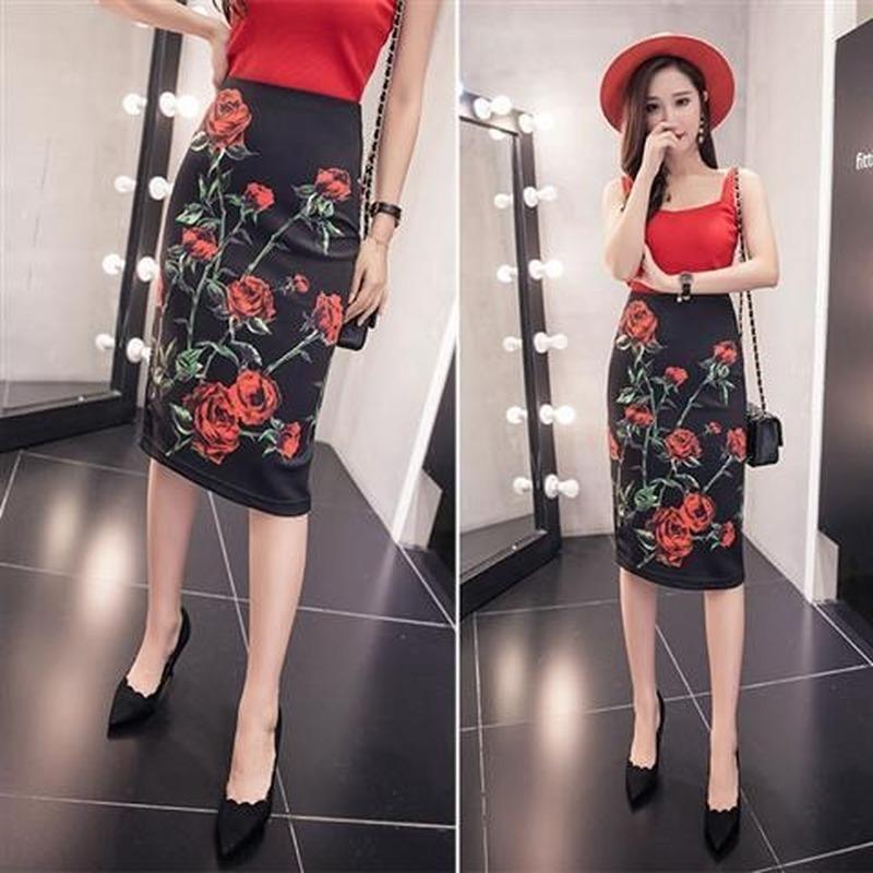 Летняя элегантная юбка-карандаш с принтом, женская облегающая юбка длиной до колена с высокой талией, женская