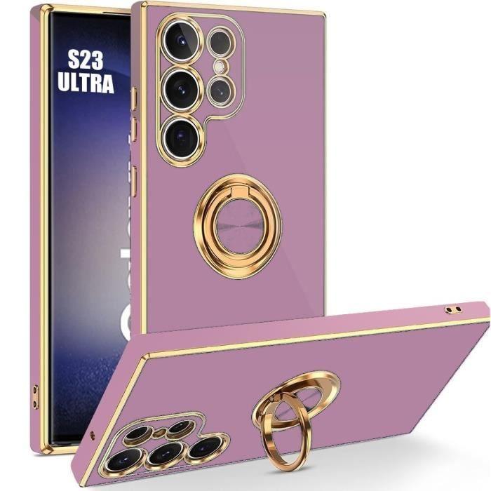 Coque pour Samsung Galaxy S23 Ultra - Violet - Antichoc - Support Rotatif - TPU Souple - Mixte