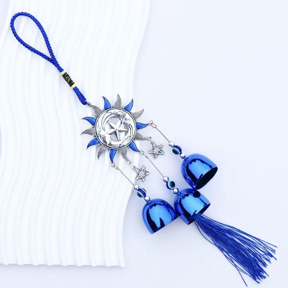 Handmade Metal Hanging Wind Chime Glass Wind Music Bell Blue Eyes Wind Chime Garden Decoration