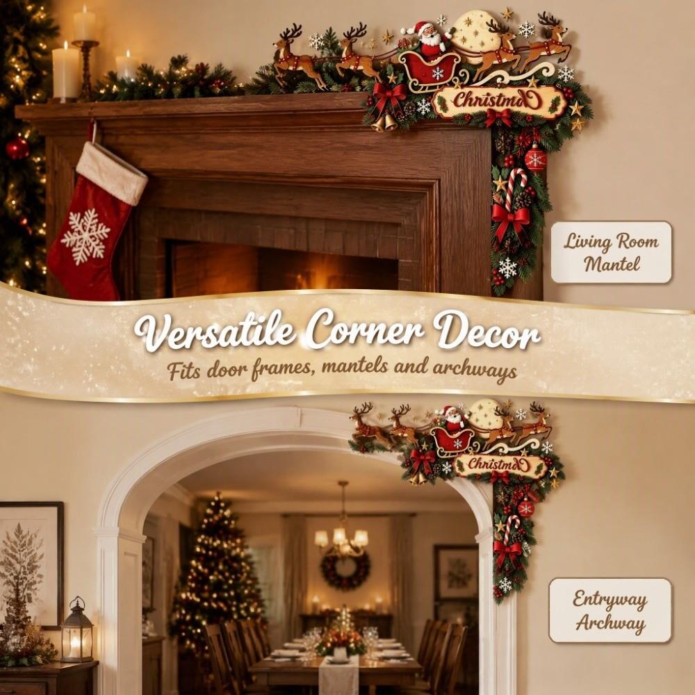 Holiday Themed Wooden Christmas Door Frame Ornament Christmas Door Corner Sign Christmas Holiday