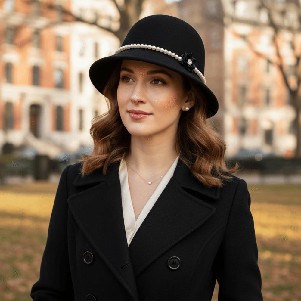 French Style Fisherman Hat Solid Color Woolen Bucket Hat Elegant Flower Topper Hat  Autumn Winter