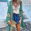 Женская летняя блузка-кардиган с рукавами долман и богемным принтом, пляжная накидка