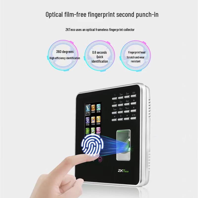 ZKTECO Smart Face & Fingerprint Time Attendance Machine CN plug (adapter included)