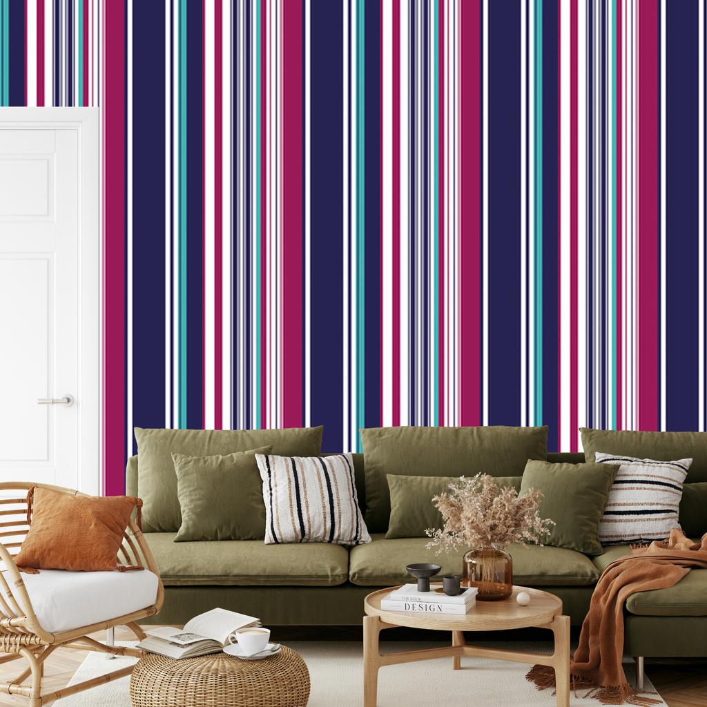 Colorful and vertical stripes wallpaper for living room and bedroom 50x1000