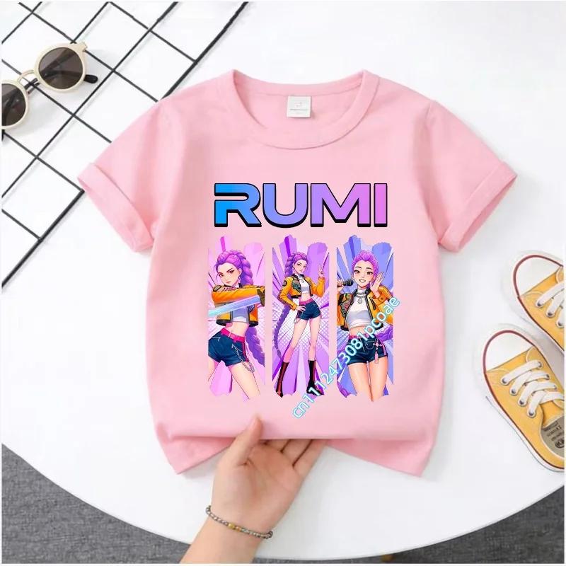 2026 Hot Movie Soft Polyester Baby Girls T Shirt Children's Clothing KPop Demon Hunters Fans Gifts Kids Clothes Fashion Casual Tops