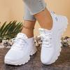 Fashion Knitted White Sneakers for Women Summer Mesh Breathable Platform Sports Shoes Woman Thick Bottom Non Slip Running Shoes