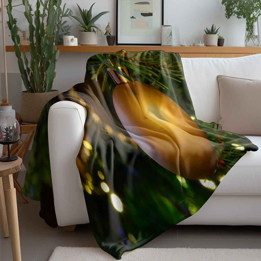 Tuniu Warm Cozy Throw Blanket for Home Bedroom Sofa Decoration with Lights and Christmas Tree Design