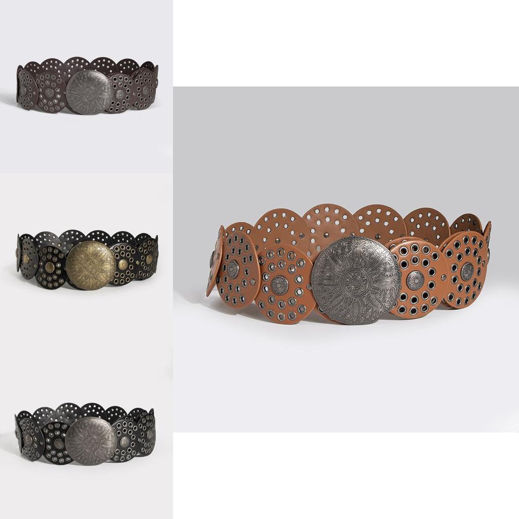 Винтажный Широкий Панк-Пояс С Заклепками и Люверсами Для Модной Уличной Одежды