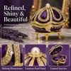 Hinged Lid Enamel Jewelry Box Purple Enamel Rhinestone Ornament Metal Trinket Box  Gift for Home